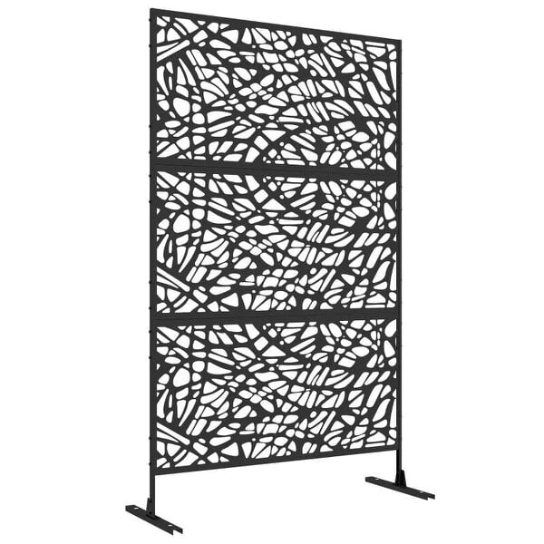 Metal Decorative Privacy Screen Outdoor Divider, Black Twisted Lines