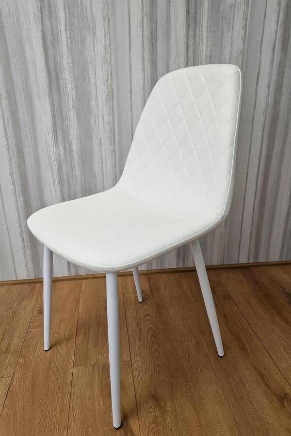Kosy Koala Dining Chairs Set of 4 White Faux Leather Gem Pattern Kitchen Chairs Dining Room Furniture