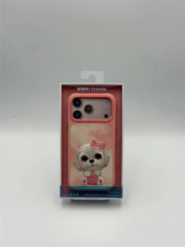 Nimmy Friends Nimmy Big Eye Cute Pet Bischon Fraise Dog Case with MagSafe for iPhone 17 Pro Max 6.9" Pink - N-XDY-IP17-PRO-MAX-02-A