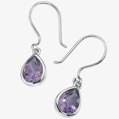 T. H. Baker Silver Amethyst Tear Drops GK-E3042M