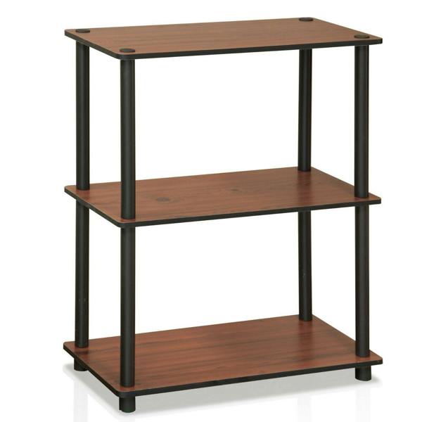 WALPLUS Modern /BK Turn-N-Tube 3-Tier Compact Multipurpose Shelf Display Rack, Dark Cherry for Bedroom - SKU 10024DC