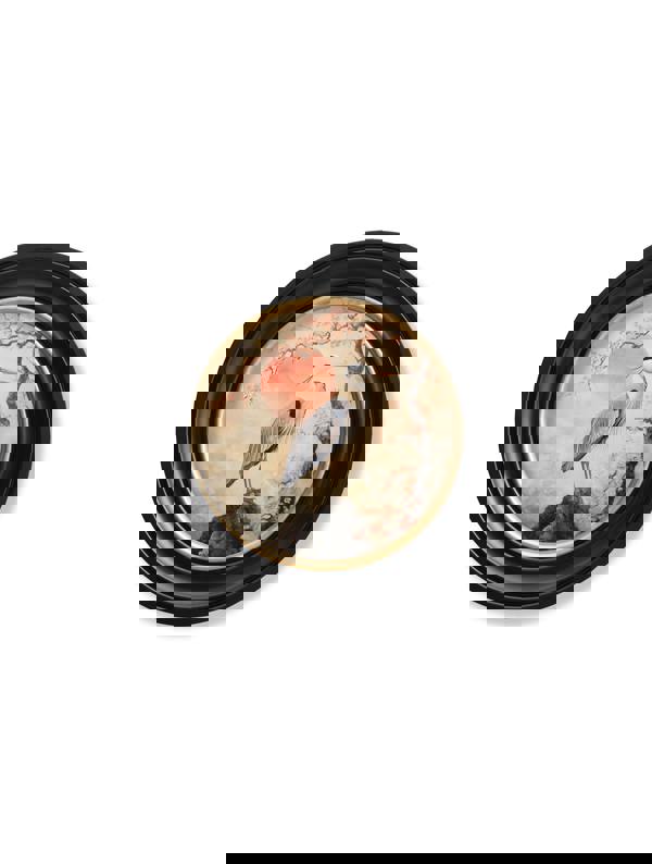 Exceptional Art Japanese Twin Herons - Oxford round frame