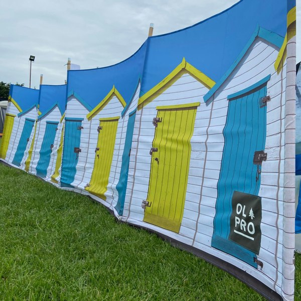 Beach Hut Windbreak angled on grass