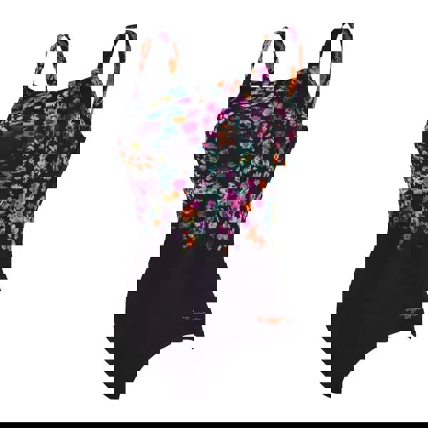 Black Zoggs Dream Adjustable Classicback swimsuit with floral print and orange logo