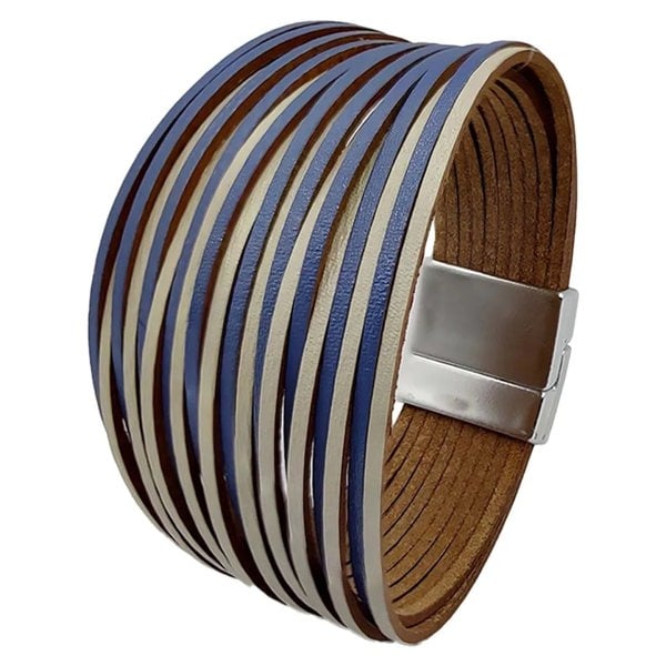 One Of A Kind Club Blue and cream wide twisted bracelet