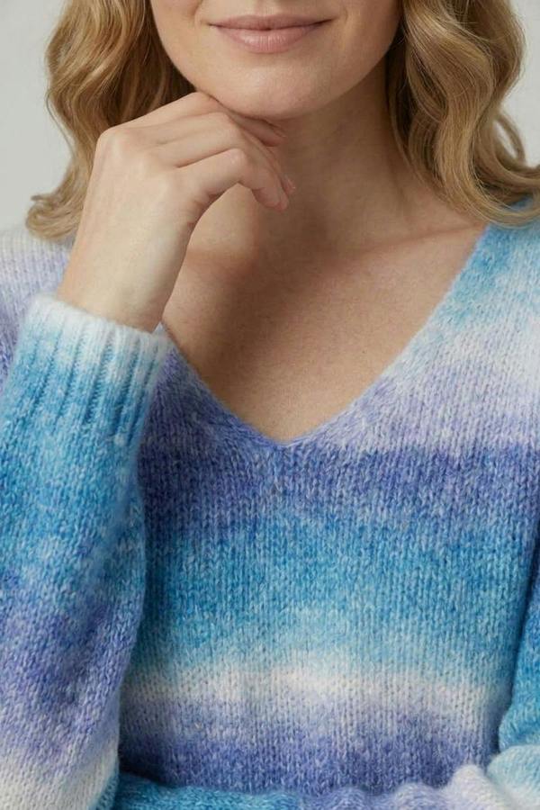 Blue | Rainbow Print Drop Shoulder Slim Jumper