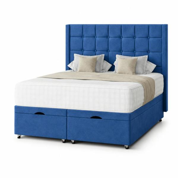 Great British Beds Havana Divan Ottoman Bed - Blue Plush