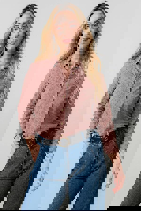 Lily & Me Patsy Textured Jacquard Shirt Antique Rose