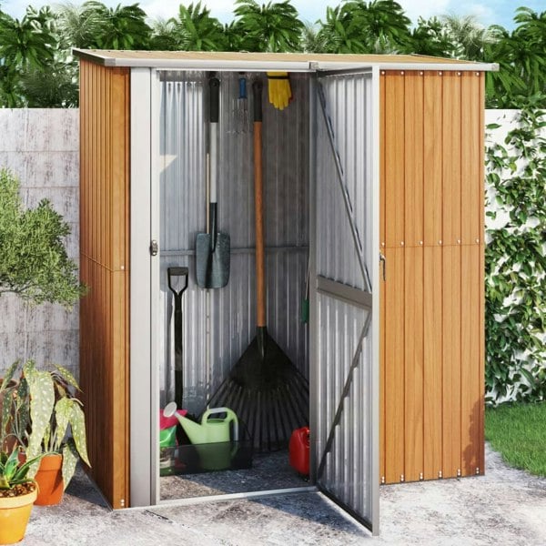 Berkfield Garden Shed 180.5x97x209.5 cm Galvanised Steel Wooden Look