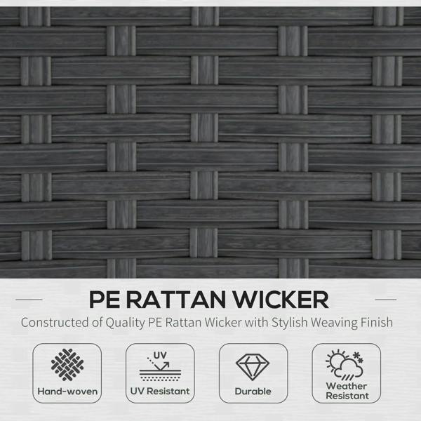 Close-up of grey PE rattan wicker weave for an outdoor sofa frame