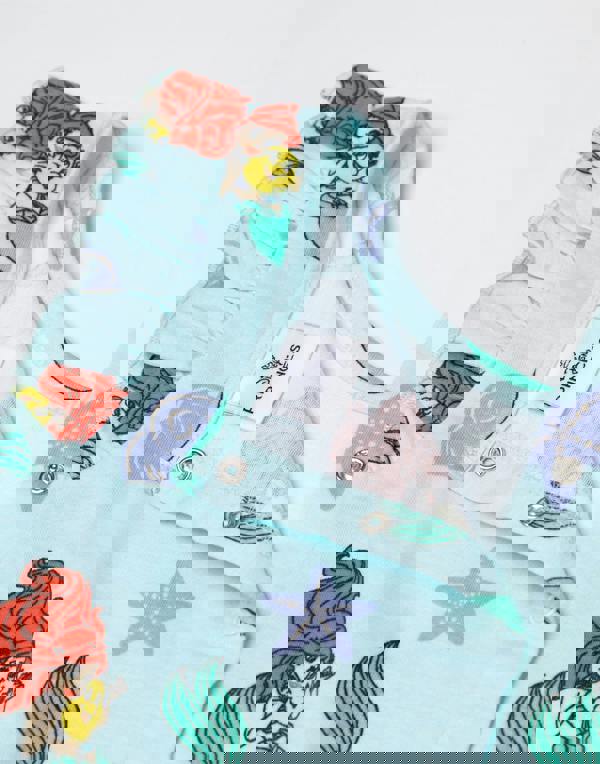 Disney The Little Mermaid Girls Blue Character AOP Sleeveless Playsuit