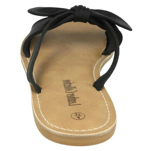 Leather Collection Ladies Leather Collection Flat Twist Bow Mule Sandals