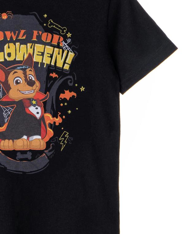 Paw Patrol Boys Black Howl For Halloween Short Sleeved T-Shirt