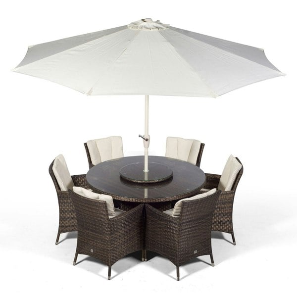 Giardino Savannah Round 6 Seater Rattan Patio Dining Set