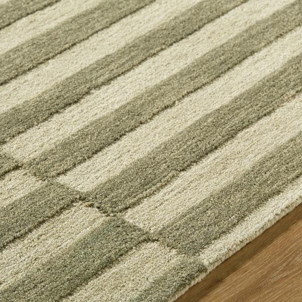 Livabliss Our Pnw Home Idaho-Hand Tufted Green Cream Wool Modern Rug