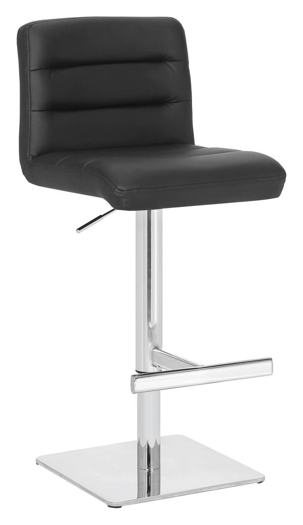 Lamboro Luscious Single Deluxe Kitchen Bar Stool, Chrome Footrest, Height Adjustable Swivel Gas Lift, Breakfast Bar & Home Barstool, Black