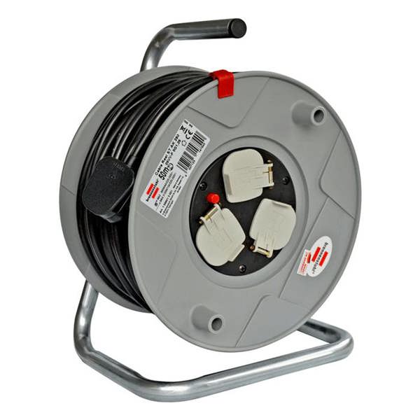 Brennenstuhl Cable Reel - Heavy Duty 50 Metre Cable Reel - Thermal Cut-Out