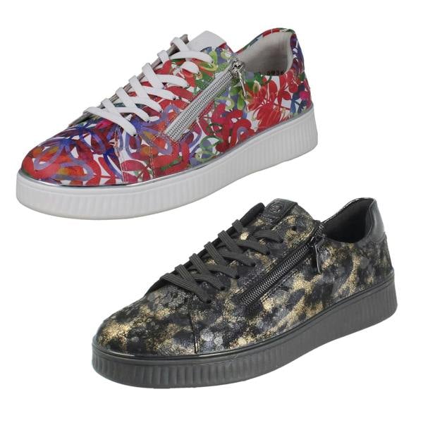 Remonte Ladies Remonte Floral Leaf Pattern Leather Trainers D2E02