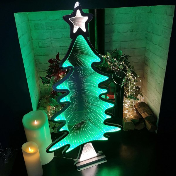 Samuel Alexander 95cm Infinity Light up Christmas Tree Decoration with Green LEDs on Metal Base