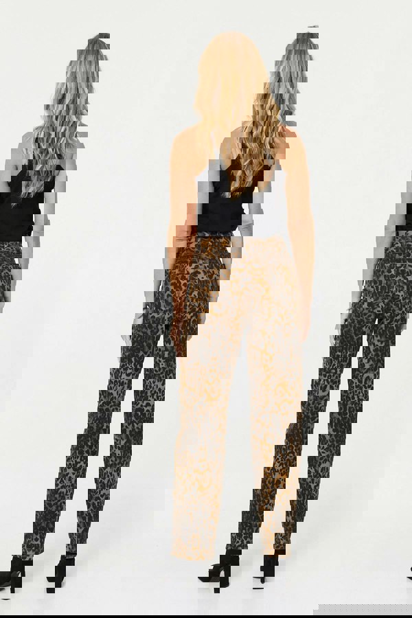 Brown | Animal Print High Waist Wide Leg Jeans
