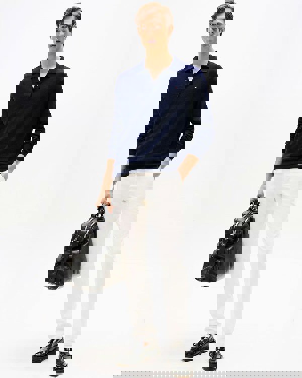 Tommy Hilfiger Pima Organic Cotton Cashmere Mens Long Sleeve Polo - Desert Sky