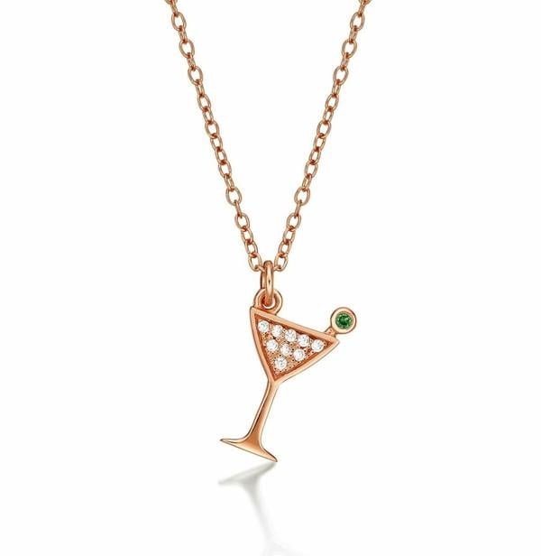 namana Rose Gold Plated 925 Sterling Silver Cocktail Glass Necklace for Women