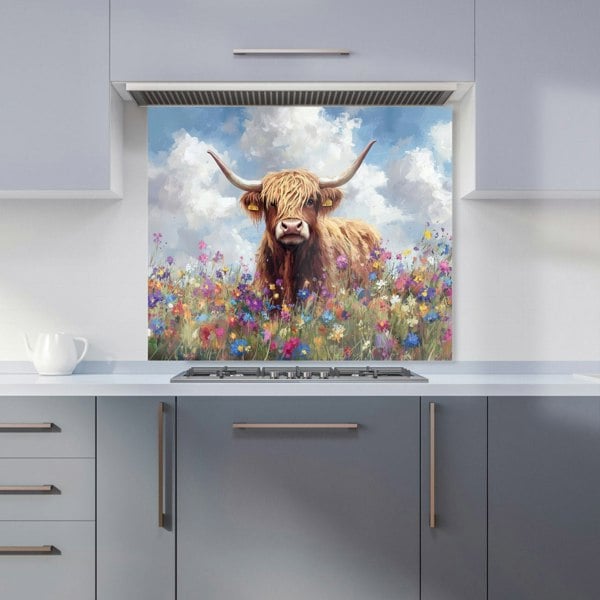 Warren Reed - Designer Highland Cow In A Summer Meadow Kitchen Splashback