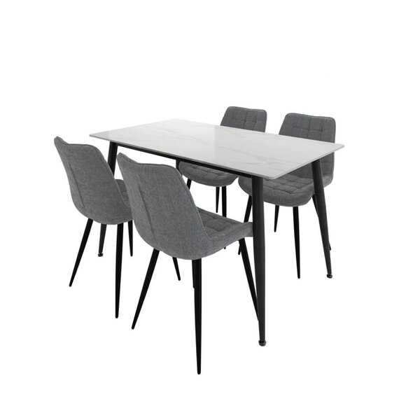 Wyld Haus Bramblewood 4 Seater Marble Effect Dining Set Table and 4 Chairs