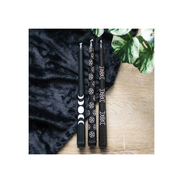 Serano Set of 3 Black Magic Mystical Taper Candles