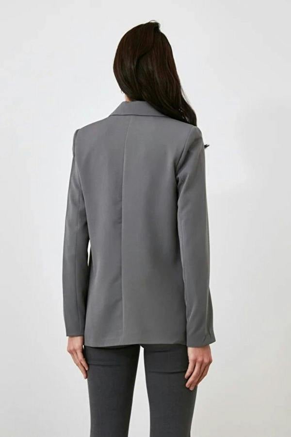 WOVCOR Woven Blazer Jacket with Lining Detail