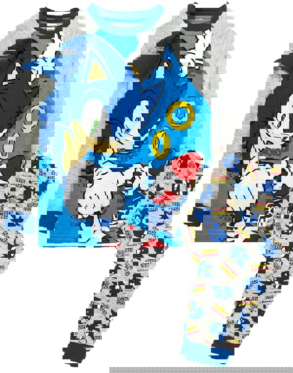 Sonic the Hedgehog Unisex Kids Blue 3D Applique Long Sleeve Long Leg Pyjama Set