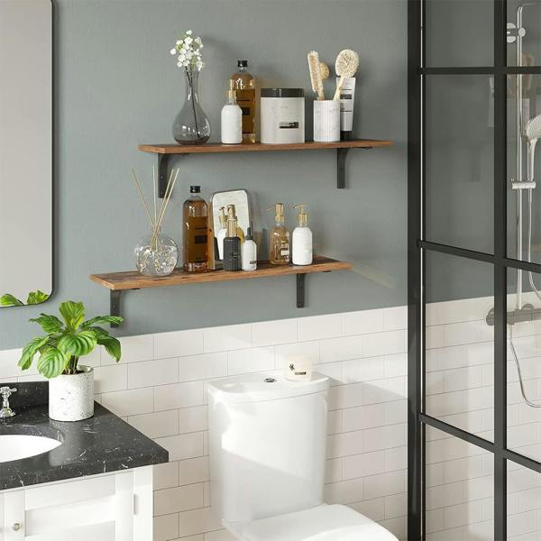 Havendro 5Pcs Rustic Wooden Floating Shelves Wall Mounted Storage Display Shelves