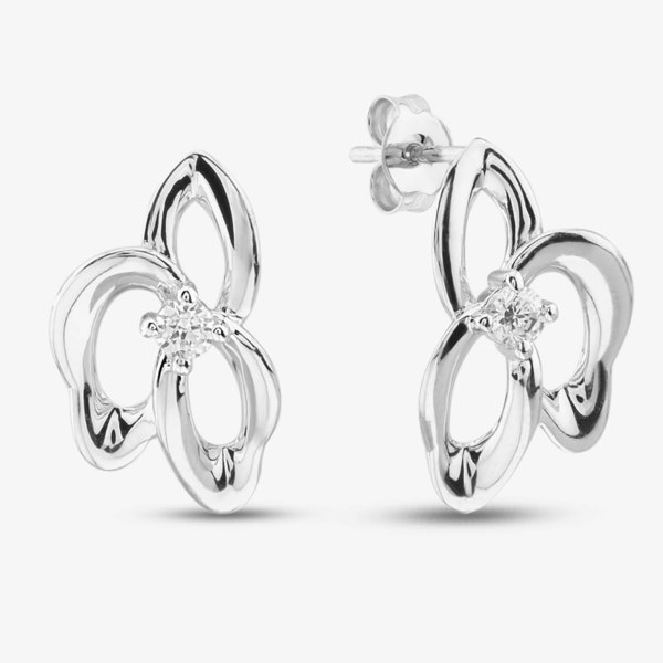 T. H. Baker Silver Cubic Zirconia Fancy Open Oval Stud Earrings CE5509