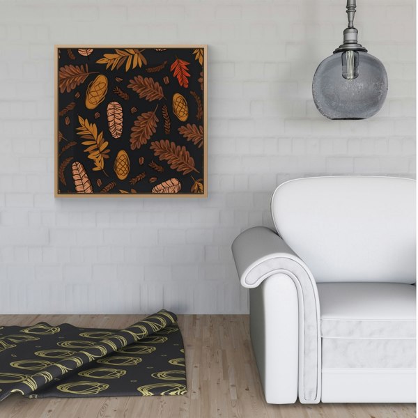 Warren Reed Autumn Leaves And Pinecones Framed Canvas