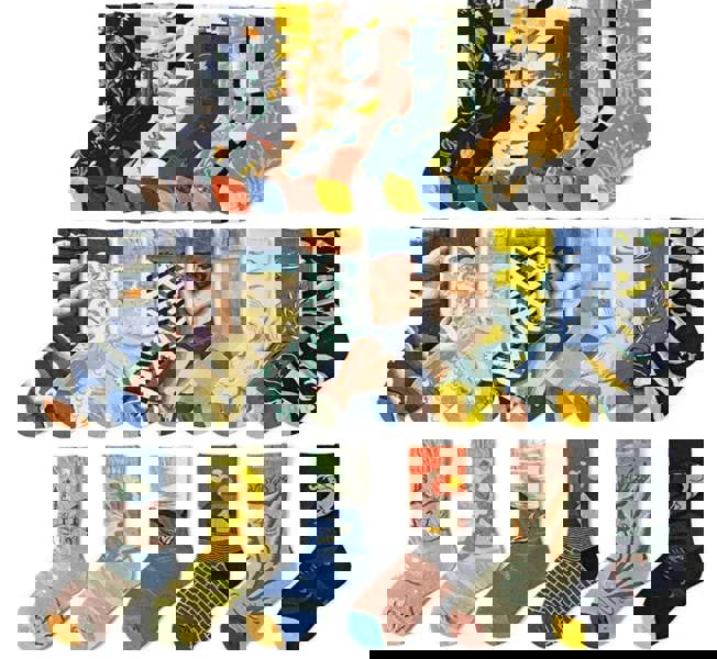 Anysox Anyfootwear 5 Pairs Long Socks Size 5-9 Cartoon Women Print Warm Comfortable Unisex Winter Accessories