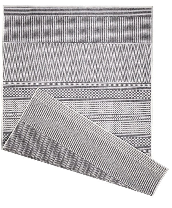 Fine Line Design Reversible Outdoor Rug in Grey & Orange