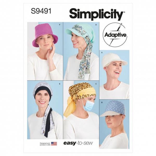 Simplicity Sewing Pattern 9491, Headwear for Women, A (S-M-L) - Easy