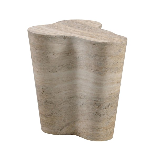 Furniture Edit Slab Faux Travertine Short Side Table