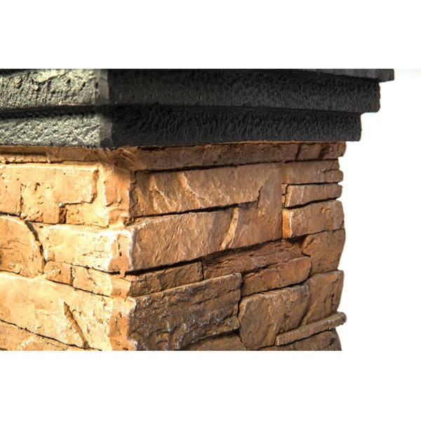 Homeology MAKARA Hand-crafted Stone Fire Column Garden and Patio Gas Fire Pit