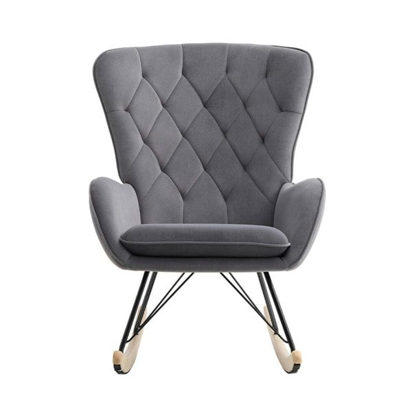 103cm Green Velvet Rocking Chair Padded Seat for Living Room Rocking Chairs Living and Home