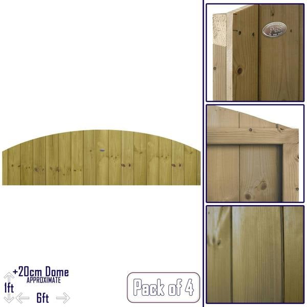 4 pack fence panel dome top tongue & groove fully framed [w.6ft x h.1ft] 1