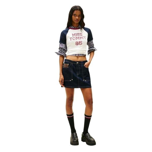 Tommy Jeans Womens/Ladies Lettering Crew Neck Raglan T-Shirt - Antique White - 