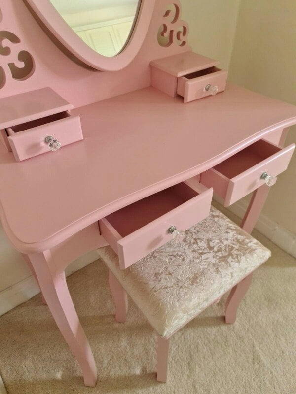 Kosy Koala Dressing Table with Heart Shaped Mirror and Stool Makeup Vanity Mirror Hollywood Table