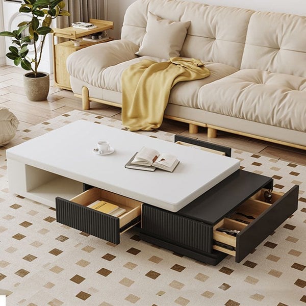 Bonnie TV Stand Set With Coffee Table, Black & White-Rit Concept-Rit Concept