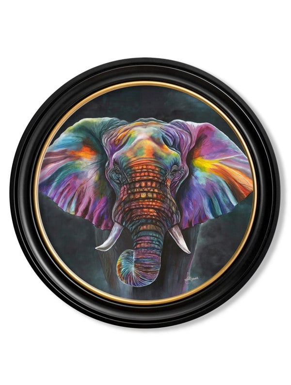Exceptional Art Elephant Print 'Wisdom' by Amy Ansell - Oxford Round Frame