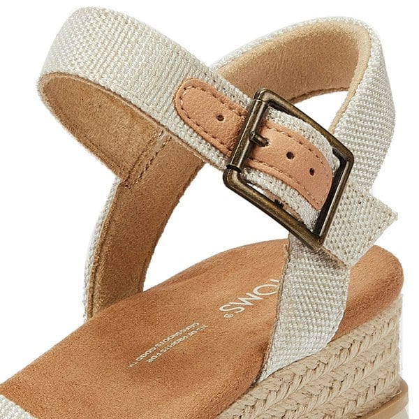 TOMS Diana Canvas Wedge Natural Women's White Sandals