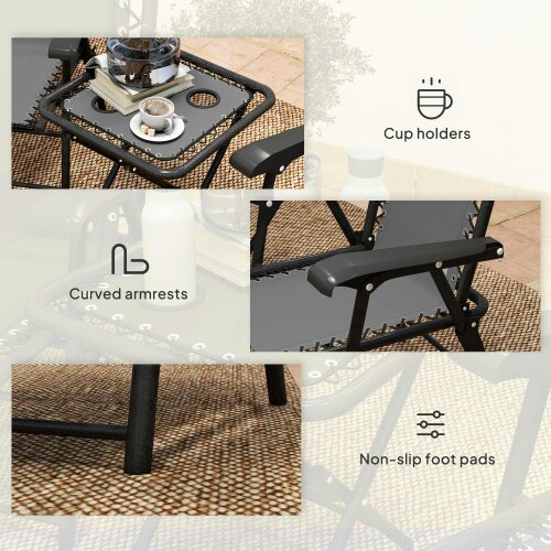 Wyld Haus Lano Metal Dark Grey Mesh 3 Piece Garden Bistro Table And Chair Set
