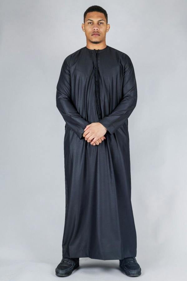 Infinity Leather Men's Thobe Emirati Islamic Jubba Robe Eid Tassel Regular Fit