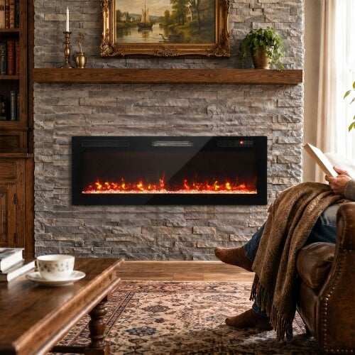 HOMCOM 3 IN 1 Electric Fireplace with 12 Flame Colours, 5 Brightness, 127cm