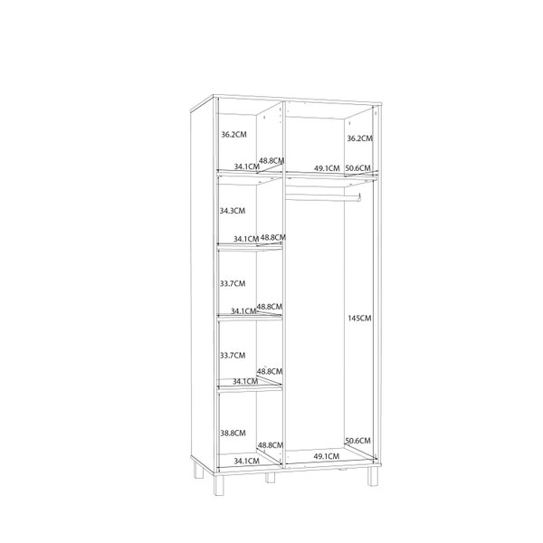 Wyld Haus Sandy Mauvella Oak Double Door Wardrobe with Fluted Front and Shelves